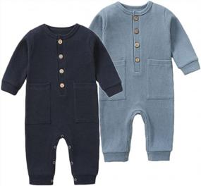 img 4 attached to Adorable Unisex Baby Romper Jumpsuits - 2 Pack Set By Feidoog