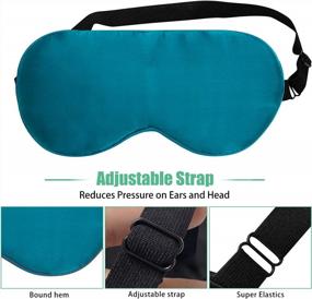 img 2 attached to Get A Restful Sleep With 100% Real Natural Silk Sleeping Mask - Adjustable Straps, Reduces Puffy Eyes - 2 Pack (Black & Peacock Blue)