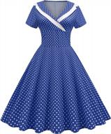 women's 1950s vintage notch lapel swing dress 40s dress short sleeve polka dot a-line dress audrey hepburn rockabilly dresses logo