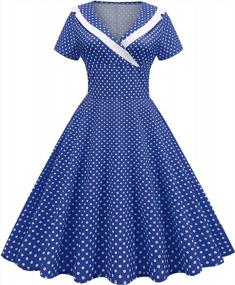 img 4 attached to Women'S 1950S Vintage Notch Lapel Swing Dress 40S Dress Short Sleeve Polka Dot A-Line Dress Audrey Hepburn Rockabilly Dresses