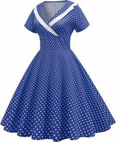 img 3 attached to Women'S 1950S Vintage Notch Lapel Swing Dress 40S Dress Short Sleeve Polka Dot A-Line Dress Audrey Hepburn Rockabilly Dresses