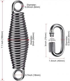 img 3 attached to Heavy Duty Swing Springs For Hammock Chair & Porch Swing - 400 Lbs Capacity, 2 Pack W/Locking Carabiners