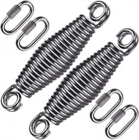 img 4 attached to Heavy Duty Swing Springs For Hammock Chair & Porch Swing - 400 Lbs Capacity, 2 Pack W/Locking Carabiners