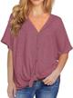 fronage womens v neck long sleeve shirts casual waffle knit tops soft loose blouses logo