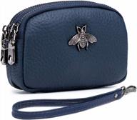imeetu women's leather 2-zip coin purse: stylish small wallet for secure change storage logo