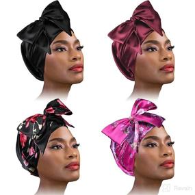 img 4 attached to 💤 Sleek & Silky: Pieces Satin Sleeping Turbans Bonnet for Luxurious Rest