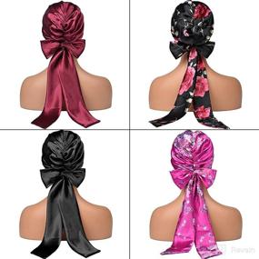 img 2 attached to 💤 Sleek & Silky: Pieces Satin Sleeping Turbans Bonnet for Luxurious Rest
