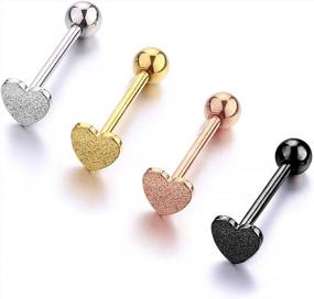 img 2 attached to JFORYOU Heart And Rose Shaped 14G Stainless Steel Tongue Piercing Jewelry Barbells For Enhanced SEO
