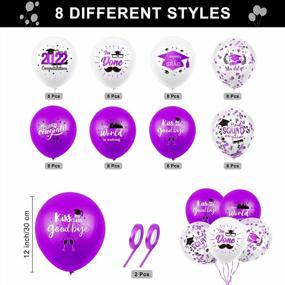 img 3 attached to Graduation Party Balloons 2022 - 64 Pieces 8 Styles Confetti Latex Balloon With Ribbon Grad Cap Congrats Decorations Purple White