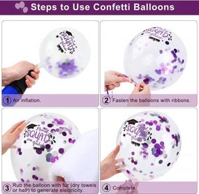 img 1 attached to Graduation Party Balloons 2022 - 64 Pieces 8 Styles Confetti Latex Balloon With Ribbon Grad Cap Congrats Decorations Purple White