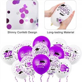 img 2 attached to Graduation Party Balloons 2022 - 64 Pieces 8 Styles Confetti Latex Balloon With Ribbon Grad Cap Congrats Decorations Purple White