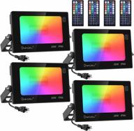 onforu 4 pack rgb led flood light 160w equivalent, diy color changing stage lights with remote, christmas light, ip66 indoor outdoor floor strobe light, uplights for event, uplighting party, wall wash logo