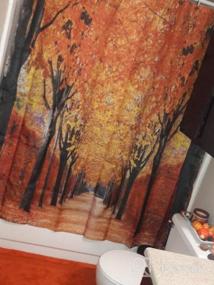 img 4 attached to Занавеска для душа Fall Pathway с высушенными листьями лиственных деревьев, романтический тканевый набор для декора ванной комнаты - 69 "WX 70 " L - Оранжево-коричневый - By Ambesonne