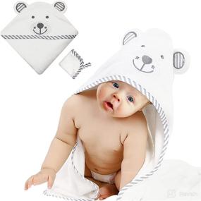 img 4 attached to 👶 Premium Quality Baby Hooded Towel: 100% Organic Bamboo Cotton, Super Soft & Absorbent | Ultra Soft, X-Large Size, 35 x 35 inches | Ideal for Newborns, Infants, Toddlers (Both Boys and Girls)