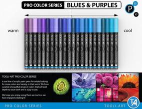 img 1 attached to 🎨 Pro Color Series Acrylic Paint Pens Set - 22 Assorted Markers | 0.7mm Extra Fine Tip | Ideal for Rock Painting, Glass, Mugs, Wood, Metal, Canvas, DIY Projects | Non Toxic & Waterbased | Quick Drying | Blue