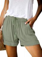 comfortable summer shorts for women: elapsy's drawstring elastic waist shorts with pockets logo