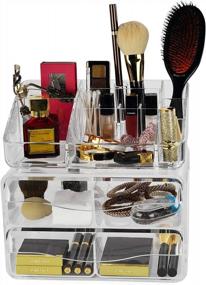 img 4 attached to ARAD Acrylic 2-Drawer Organizer For Office Supplies Or Makeup And Cosmetics