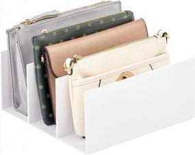 img 1 attached to Храните свои сумки в порядке с помощью пластикового органайзера для сумок MDesign - Система хранения в шкафу с 3 секциями - Коллекция Lumiere - Белый