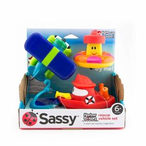img 2 attached to Get Your Little Ones Excited For Bathtime With Sassy'S Harbor Town Rescue Set - Includes Fun Squirter, Strainer, And Lit-Up Buoy, Perfect For Toddlers 6+ Months