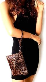 img 2 attached to 🐆 Leopard Fashion Leather Wristlet Shoulder Handbag & Wallet Set for Women at Clutches & Evening Bags