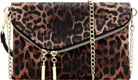 img 4 attached to 🐆 Leopard Fashion Leather Wristlet Shoulder Handbag & Wallet Set for Women at Clutches & Evening Bags