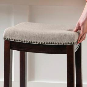 img 1 attached to 💺 Stylish and Comfortable: Linon Hampton Stool with Fabric Top, 24-inch