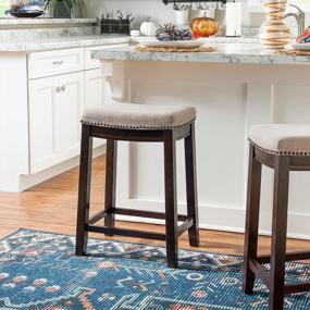 img 3 attached to 💺 Stylish and Comfortable: Linon Hampton Stool with Fabric Top, 24-inch