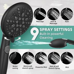 img 3 attached to Experience A Sparkling Clean With Cobbe High Pressure 9 Function Shower Head With Built-In Power Spray And Stainless Steel Hose - Matte Black