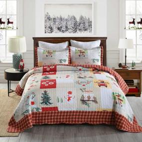 img 4 attached to MarCielo Christmas Quilt Set Bedspread Set B022,Red,King,B022_K