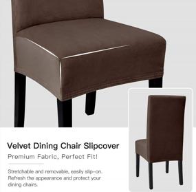 img 2 attached to Thick Velvet Dining Chair Slipcovers, Stretchable Chair Covers With Heavyweight Material, Removable And Washable Seat Protector Cover For Parson Dining Room Chairs, Set Of 2 In Brown By Maxmill