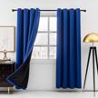 anjee blackout curtains for bedroom 63 inches long 100% room darkening blue window drapes thermal insulated grommets drapery 2 panels, blue 52x63 inches logo