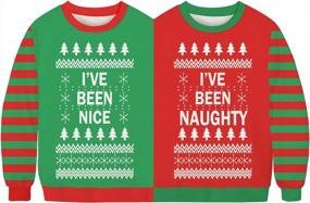 img 2 attached to Мужской/женский свитер Ugly Christmas с круглым вырезом, пуловер, рубашка с длинными рукавами - PIZOFF Unisex Two Person