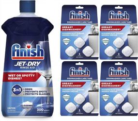 img 4 attached to Complete Set For Sparkling Dishes: Finish Jet-Dry Rinse Agent And Dishwasher Cleaner - Pack Of 4