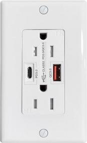 img 4 attached to UL Listed White SZICT 18W PD USB Outlet With Tamper Resistant 15-Amp Electrical Outlet, Compatible With IPhone, IPad, Samsung Devices And More - Includes Wall Plate (1 Pack)