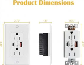 img 3 attached to UL Listed White SZICT 18W PD USB Outlet With Tamper Resistant 15-Amp Electrical Outlet, Compatible With IPhone, IPad, Samsung Devices And More - Includes Wall Plate (1 Pack)