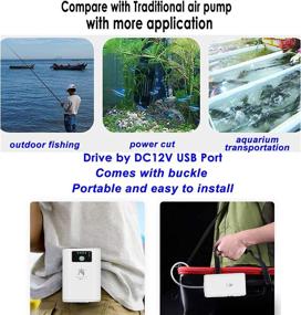 img 1 attached to Portable Ultra Quiet USB Drive Aquarium Air Pump: Efficient 90L/H Aerator for 300-Gallon Fish Tanks, Indoor and Outdoor Use