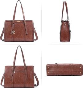 img 2 attached to 15,6-дюймовый кожаный портфель для ноутбука с масляным воском для женщин - женская сумка через плечо большой емкости от CLUCI (двухцветный коричневый)