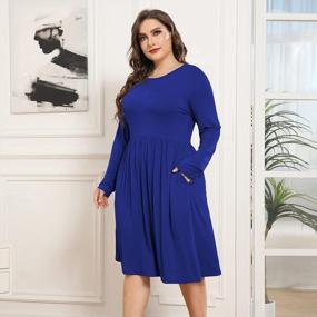 img 2 attached to Stylish Plus Size Dresses: Comfortable Crew Neck & Long Sleeves With Empire Waist & Convenient Pockets For Casual Wear – Shop Now!