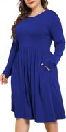 stylish plus size dresses: comfortable crew neck & long sleeves with empire waist & convenient pockets for casual wear – shop now! logo