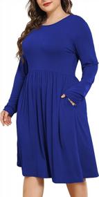 img 4 attached to Stylish Plus Size Dresses: Comfortable Crew Neck & Long Sleeves With Empire Waist & Convenient Pockets For Casual Wear – Shop Now!