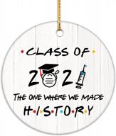 vilight 2021 christmas ornament graduation gift keepsake - "the one where we made history" xmas decoration tag 2.75 inch logo