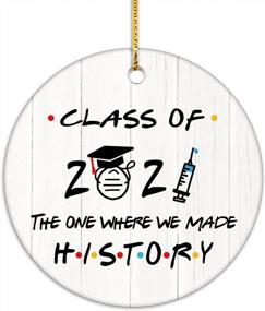 img 2 attached to VILIGHT 2021 Christmas Ornament Graduation Gift Keepsake - "The One Where We Made History" Xmas Decoration Tag 2.75 Inch