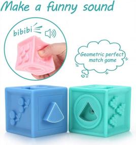 img 3 attached to 🧩 Nueplay Baby Blocks: Multifunctional Learning Toys for 6+ Months - Building Blocks, Teether, Bath Toy, Squeeze Play - Numbers, Shapes, Animals, Fruits, Textures - 16 PCS