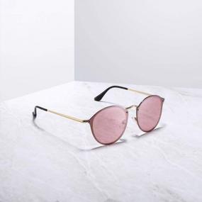 img 3 attached to 2020 Retro Cat Eye Polarized Sunglasses - Metal Stainless Steel, Gold Tortoise Temple/Pink Mirror Lens For Women & Men