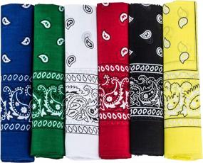 img 4 attached to CoverYourHair Paisley Bandanas - 100% Cotton Bandanas - Cowboy Bandanas - 6 Pack Assorted Western Headwraps