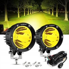 img 4 attached to Auxbeam 4Inch 72W Round LED Fog Light Pods Spot Beam Amber Offroad Driving Bar Yellow With DT Connector Wiring Harness Kit For Pickup Truck Bumper ATV Car Jeep