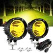 auxbeam 4inch 72w round led fog light pods spot beam amber offroad driving bar yellow with dt connector wiring harness kit for pickup truck bumper atv car jeep logo