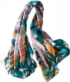 img 4 attached to Women'S Classic Geometric Silk-Feel Scarf Lightweight Shawl Wrap For Women