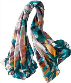 img 3 attached to Women'S Classic Geometric Silk-Feel Scarf Lightweight Shawl Wrap For Women