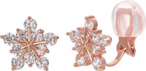 img 4 attached to SELOVO Sparkling Snowflake Flower CZ Clip-On Earrings For Women And Girls